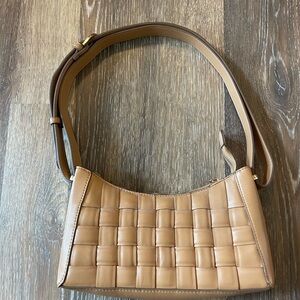 Tan Woven Leather Shoulder Bag